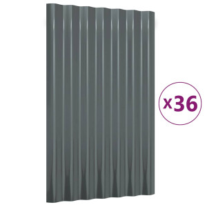 Panouri De Acoperiș 36 Buc. Oțel Galvanizat Antracit 60X36 Cm
