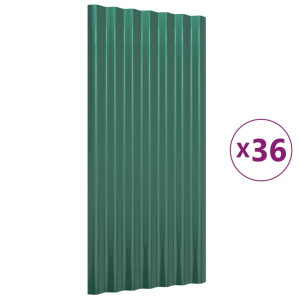 Panouri De Acoperiș 36 Buc. Oțel Vopsit Verde 80X36 Cm