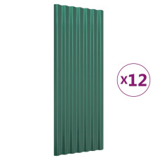 Panouri De Acoperiș 12 Buc. Oțel Vopsit Verde 100X36 Cm
