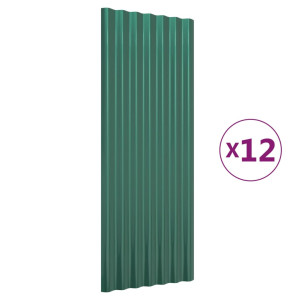 Panouri De Acoperiș 12 Buc. Oțel Vopsit Verde 100X36 Cm