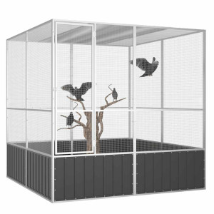Colivie Păsări Antracit 213,5X217,5X211,5 Cm Oțel Galvanizat