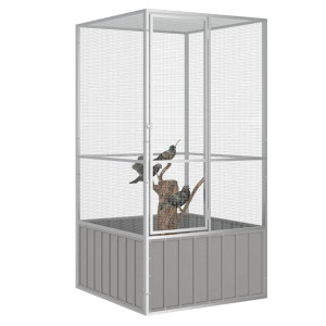 Colivie Pentru Păsări Gri 111X107X211,5 Cm Oțel Galvanizat