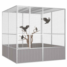 Colivie Pentru Păsări Gri 213,5X217,5X211,5 Cm Oțel Galvanizat