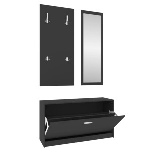 Set Pantofar 3 În 1, Negru, Lemn Prelucrat