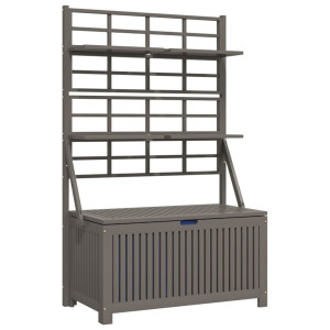 Cutie De Depozitare Cu Spalier, Gri, 99X50X160 Cm, Lemn Acacia