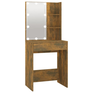 Masă De Toaletă Cu Led, Stejar Fumuriu, 60X40X140 Cm