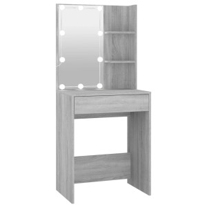 Masă De Toaletă Cu Led, Gri Sonoma, 60X40X140 Cm