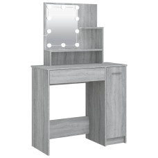 Masă De Toaletă Cu Led, Gri Sonoma, 86,5X35X136 Cm