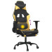 Scaun De Gaming Cu Masaj/Suport Picioare Negru/Auriu Piele Eco