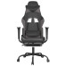 Scaun De Gaming Cu Masaj/Suport Picioare, Negru/Gri, Piele Eco