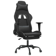 Scaun De Gaming Cu Masaj/Suport Picioare, Negru, Piele Eco
