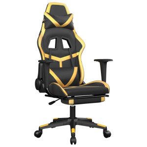 Scaun De Gaming Cu Masaj/Suport Picioare Negru/Auriu Piele Eco