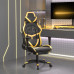 Scaun De Gaming Cu Masaj/Suport Picioare Negru/Auriu Piele Eco