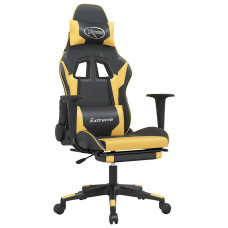 Scaun De Gaming Cu Masaj/Suport Picioare Negru/Auriu Piele Eco