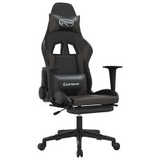 Scaun De Gaming Cu Masaj/Suport Picioare, Negru/Gri, Piele Eco