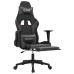 Scaun De Gaming Cu Masaj/Suport Picioare, Negru/Gri, Piele Eco