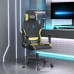 Scaun De Gaming Cu Masaj, Negru Și Verde Deschis, Textil