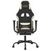 Scaun De Gaming Cu Masaj/Suport Picioare, Negru Și Crem, Textil