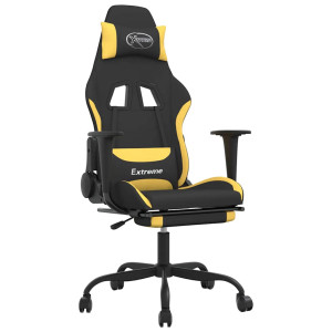 Scaun De Gaming Cu Masaj/Suport Picioare, Negru/Galben, Textil