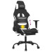 Scaun De Gaming Cu Masaj/Suport Picioare, Negru Și Alb, Textil