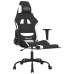 Scaun De Gaming Cu Masaj/Suport Picioare, Negru Și Alb, Textil