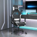Scaun De Gaming Cu Masaj/Suport Picioare, Negru Și Alb, Textil