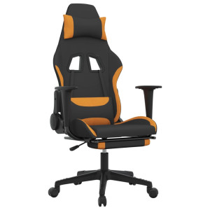 Scaun De Gaming Cu Masaj/Suport Picioare, Negru / Oranj, Textil