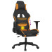 Scaun De Gaming Cu Masaj/Suport Picioare, Negru / Oranj, Textil