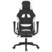 Scaun De Gaming Cu Masaj/Suport Picioare, Negru Și Alb, Textil