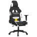 Scaun De Gaming Cu Masaj/Suport Picioare, Negru Și Alb, Textil