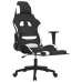 Scaun De Gaming Cu Masaj/Suport Picioare, Negru Și Alb, Textil