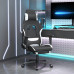 Scaun De Gaming Cu Masaj/Suport Picioare, Negru Și Alb, Textil