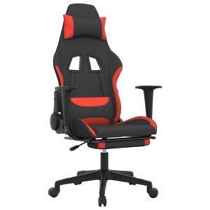 Scaun De Gaming Cu Masaj/Suport Picioare, Negru Și Roșu, Textil