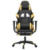 Scaun De Gaming Cu Masaj/Suport Picioare Negru/Auriu Piele Eco
