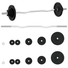 Set De Halteră Cu Discuri, 30 Kg, Fontă Și Oțel Cromat