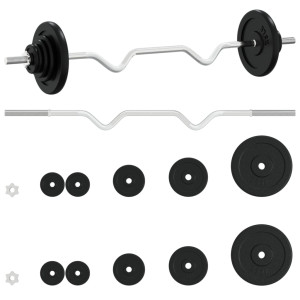 Set De Halteră Cu Discuri, 30 Kg, Fontă Și Oțel Cromat