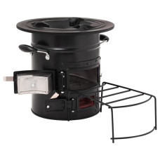 Aragaz Cu Lemne Pentru Camping, Negru, 50X33,5X30,5 Cm, Oțel