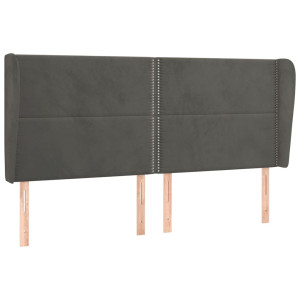 Tăblie De Pat Cu Aripioare Gri Închis 183X23X118/128 Cm Catifea