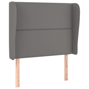 Tăblie De Pat Cu Aripioare, Gri, 83X23X118/128 Cm, Piele Eco