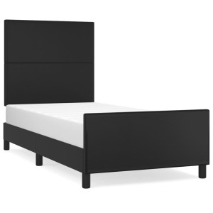 Cadru De Pat Cu Tăblie, Negru, 90X190 Cm, Piele Ecologică