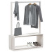Cuier Haine Cu Pantofar Alb 113X40X157,5 Cm Lemn Masiv De Pin