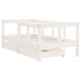 Cadru De Pat Copii Cu Sertare, Alb, 70X140 Cm, Lemn Masiv Pin