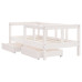 Cadru De Pat Copii Cu Sertare, Alb, 70X140 Cm, Lemn Masiv Pin