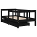Cadru De Pat Copii Cu Sertare, Negru, 70X140 Cm, Lemn Masiv Pin