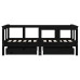 Cadru De Pat Copii Cu Sertare, Negru, 70X140 Cm, Lemn Masiv Pin