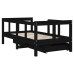 Cadru De Pat Copii Cu Sertare, Negru, 70X140 Cm, Lemn Masiv Pin