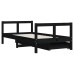 Cadru De Pat Copii Cu Sertare, Negru, 80X160 Cm, Lemn Masiv Pin