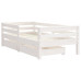 Cadru De Pat Copii Cu Sertare, Alb, 70X140 Cm, Lemn Masiv Pin