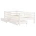 Cadru De Pat Copii Cu Sertare, Alb, 70X140 Cm, Lemn Masiv Pin