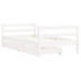 Cadru De Pat Copii Cu Sertare, Alb, 80X160 Cm, Lemn Masiv Pin